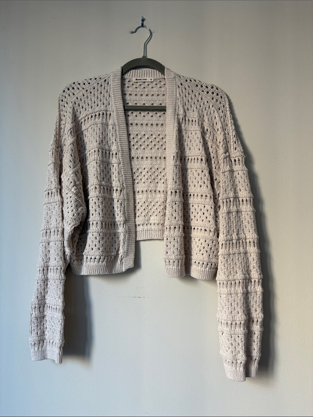 Marine Layer Cropped Open-Knit Cardigan - Cream